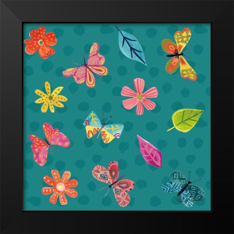 Budding Beauty Pattern IVD Black Modern Wood Framed Art Print by Zaman, Farida