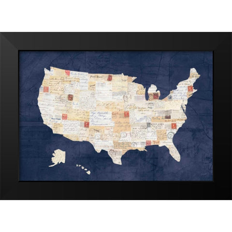 Vintage USA on Indigo Black Modern Wood Framed Art Print by Prahl, Courtney