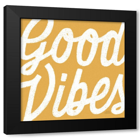 Positivity I Yellow Black Modern Wood Framed Art Print by Marshall, Laura