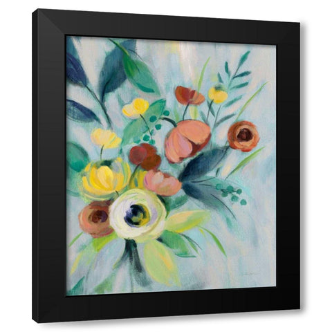 Colorful Elegant Floral I Black Modern Wood Framed Art Print by Vassileva, Silvia