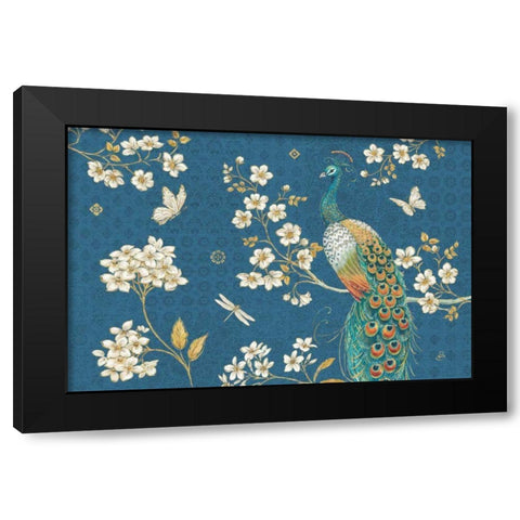 Ornate Peacock II Blue Black Modern Wood Framed Art Print with Double Matting by Brissonnet, Daphne