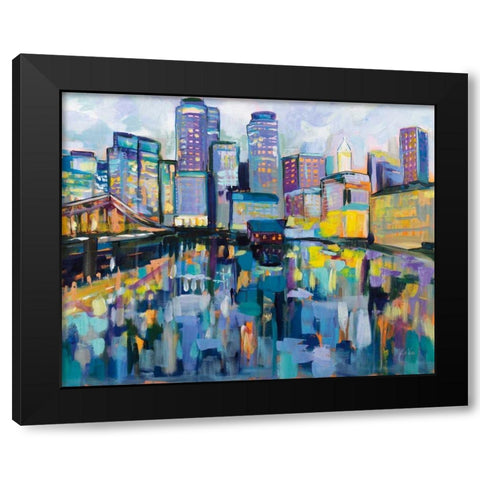 Boston Harbor Black Modern Wood Framed Art Print by Vertentes, Jeanette