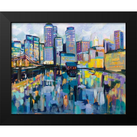 Boston Harbor Black Modern Wood Framed Art Print by Vertentes, Jeanette