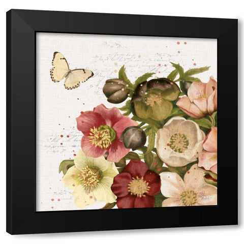 Vintage Petals II Black Modern Wood Framed Art Print with Double Matting by Pertiet, Katie