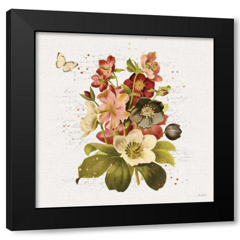 Vintage Petals VI Black Modern Wood Framed Art Print with Double Matting by Pertiet, Katie