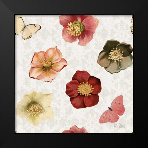 Vintage Petals Pattern II Black Modern Wood Framed Art Print by Pertiet, Katie
