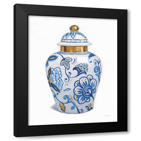 Flora Chinoiserie II Black Modern Wood Framed Art Print with Double Matting by Adams, Emily