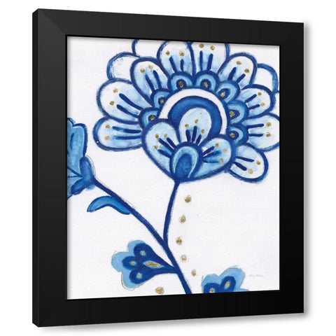 Flora Chinoiserie III Black Modern Wood Framed Art Print with Double Matting by Adams, Emily