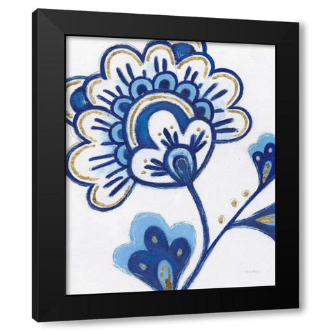 Flora Chinoiserie VI Black Modern Wood Framed Art Print with Double Matting by Adams, Emily