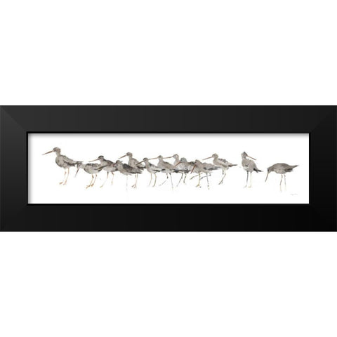 Watercolor Sandpiper Panel Gray Black Modern Wood Framed Art Print by Tillmon, Avery