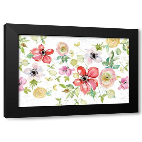 Spray of Anemones I Black Modern Wood Framed Art Print by Rice, Kristy