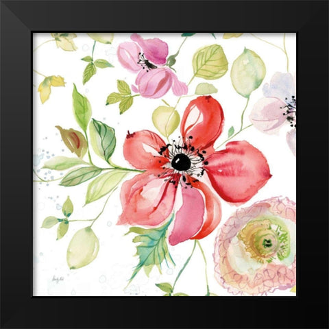 Spray of Anemones III Black Modern Wood Framed Art Print by Rice, Kristy