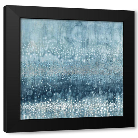 Rain Abstract III Blue Silver Black Modern Wood Framed Art Print by Nai, Danhui