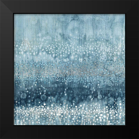 Rain Abstract III Blue Silver Black Modern Wood Framed Art Print by Nai, Danhui