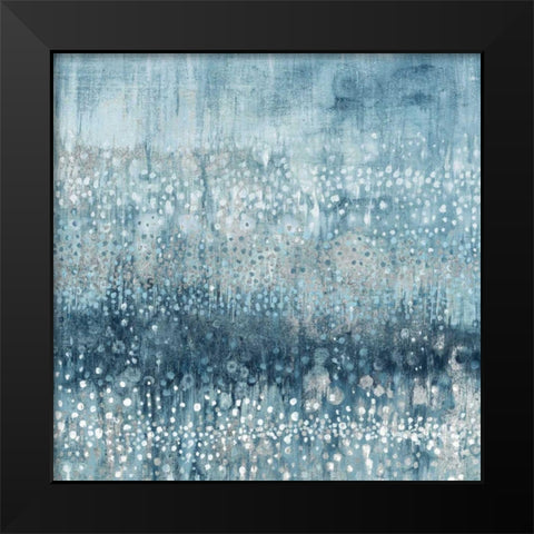 Rain Abstract IV Blue Silver Black Modern Wood Framed Art Print by Nai, Danhui