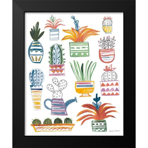 Funky Cacti II Summer Black Modern Wood Framed Art Print by Zaman, Farida
