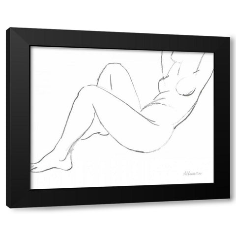 Nude Sketch II Black Modern Wood Framed Art Print with Double Matting by Hristova, Albena