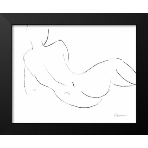 Nude Sketch III Black Modern Wood Framed Art Print by Hristova, Albena