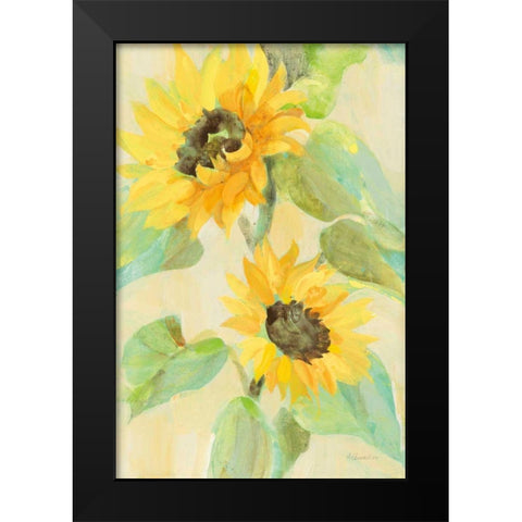 Sunny Blooms Black Modern Wood Framed Art Print by Hristova, Albena