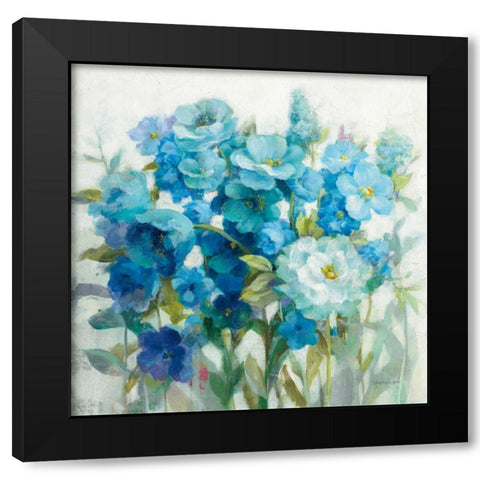 Summer Blues Black Modern Wood Framed Art Print by Nai, Danhui