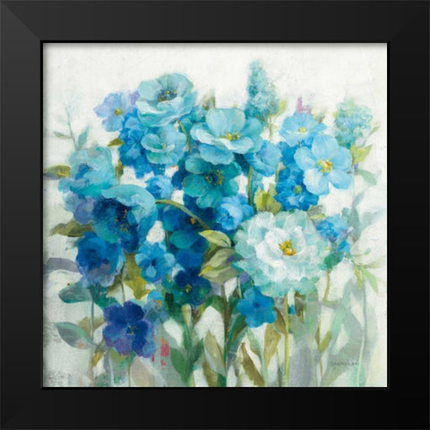 Summer Blues Black Modern Wood Framed Art Print by Nai, Danhui