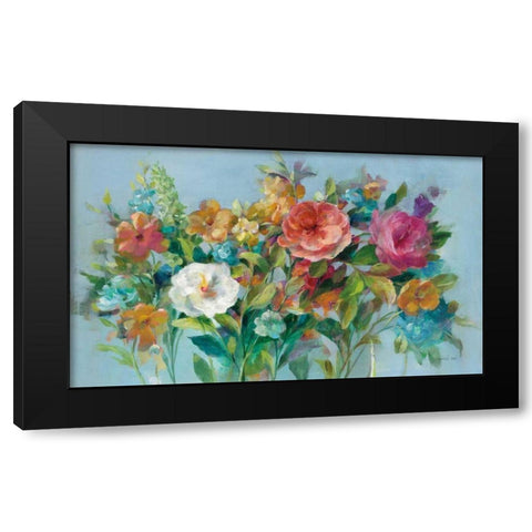 Country Florals Black Modern Wood Framed Art Print by Nai, Danhui