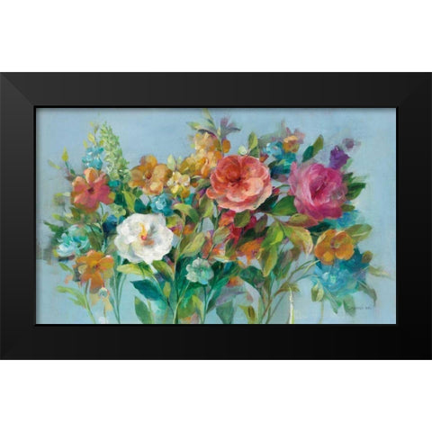 Country Florals Black Modern Wood Framed Art Print by Nai, Danhui
