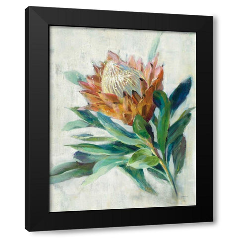 Protea Black Modern Wood Framed Art Print with Double Matting by Nai, Danhui