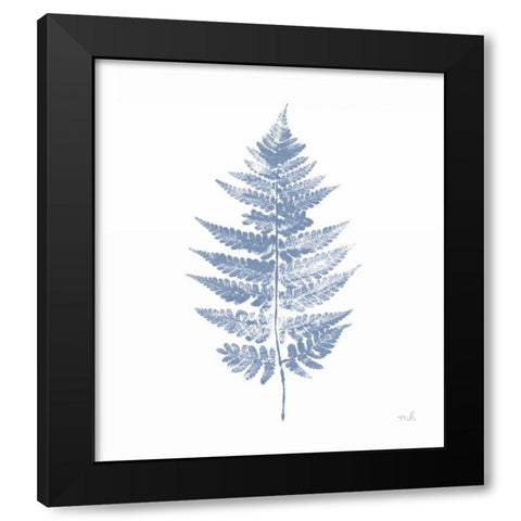 Fern Print I Blue No Shiplap Black Modern Wood Framed Art Print with Double Matting by Hershey, Moira