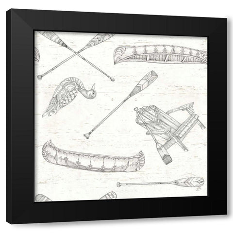 Lake Sketches Pattern IA Black Modern Wood Framed Art Print with Double Matting by Brissonnet, Daphne