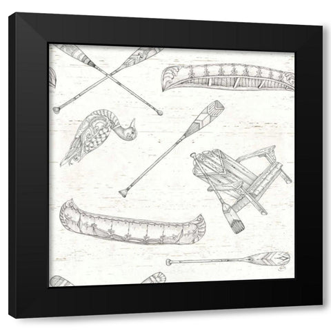 Lake Sketches Pattern IA Black Modern Wood Framed Art Print by Brissonnet, Daphne