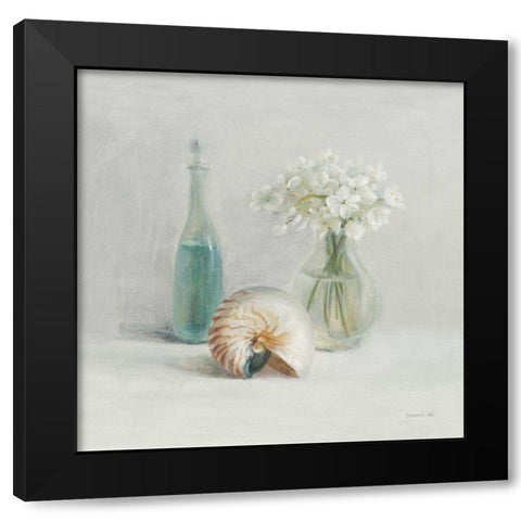 Light White Flower Spa Black Modern Wood Framed Art Print with Double Matting by Nai, Danhui