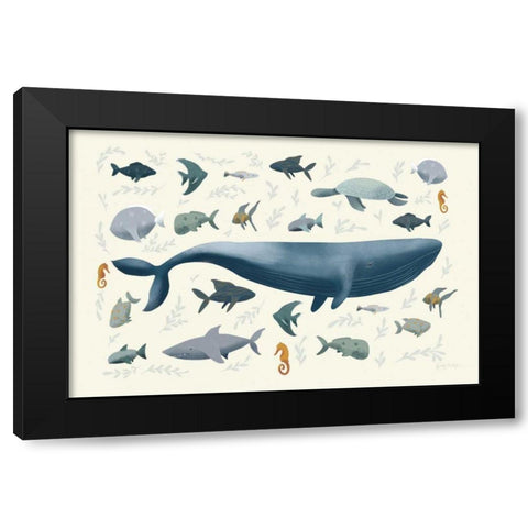 Ocean Life Black Modern Wood Framed Art Print by Thorns, Becky
