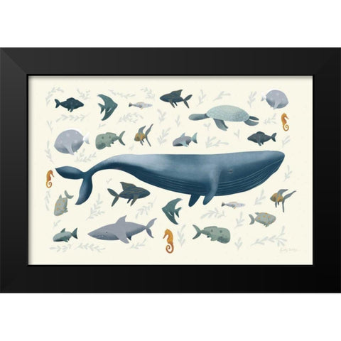 Ocean Life Black Modern Wood Framed Art Print by Thorns, Becky