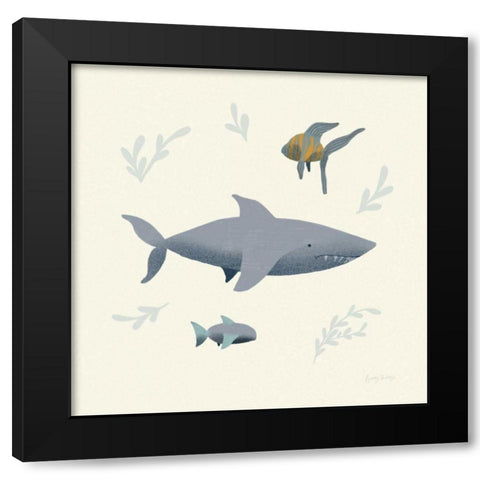Ocean Life Shark Black Modern Wood Framed Art Print by Thorns, Becky