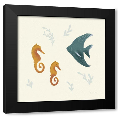 Ocean Life Seahorses Black Modern Wood Framed Art Print with Double Matting by Thorns, Becky