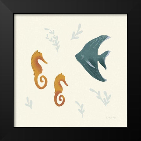 Ocean Life Seahorses Black Modern Wood Framed Art Print by Thorns, Becky