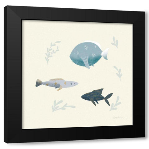 Ocean Life Fish Black Modern Wood Framed Art Print with Double Matting by Thorns, Becky