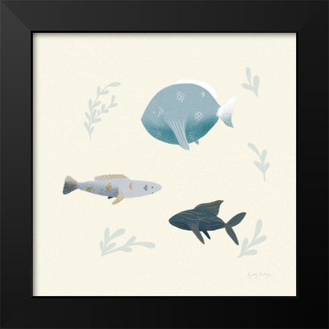 Ocean Life Fish Black Modern Wood Framed Art Print by Thorns, Becky