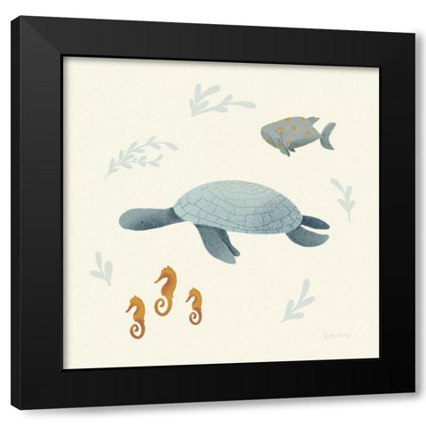 Ocean Life Sea Turtle Black Modern Wood Framed Art Print with Double Matting by Thorns, Becky