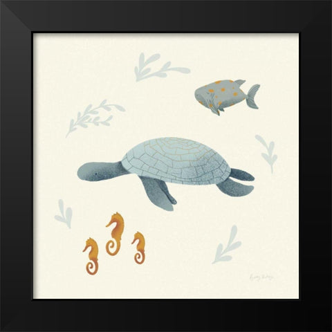 Ocean Life Sea Turtle Black Modern Wood Framed Art Print by Thorns, Becky