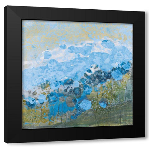 Blue Puffs Black Modern Wood Framed Art Print by Griggs, Jan
