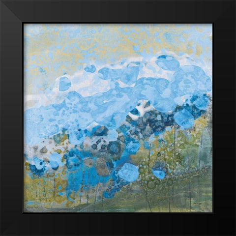Blue Puffs Black Modern Wood Framed Art Print by Griggs, Jan