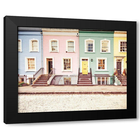 Chelsea Houses All Lined Up Spring Black Modern Wood Framed Art Print by Bevan, Keri