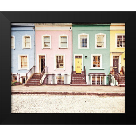 Chelsea Houses All Lined Up Spring Black Modern Wood Framed Art Print by Bevan, Keri