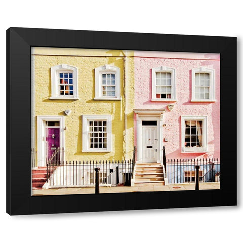 London Houses Spring Black Modern Wood Framed Art Print with Double Matting by Bevan, Keri