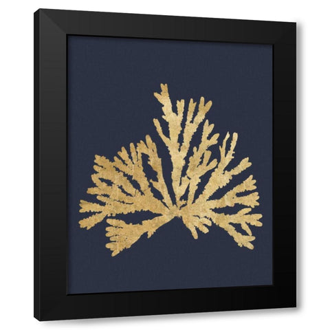 Pacific Sea Mosses IV Indigo Black Modern Wood Framed Art Print with Double Matting by Wild Apple Portfolio