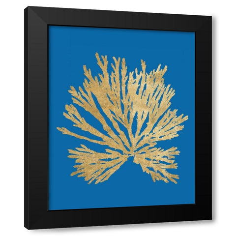 Pacific Sea Mosses II Blue Black Modern Wood Framed Art Print with Double Matting by Wild Apple Portfolio