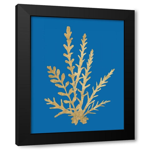Pacific Sea Mosses III Blue Black Modern Wood Framed Art Print with Double Matting by Wild Apple Portfolio