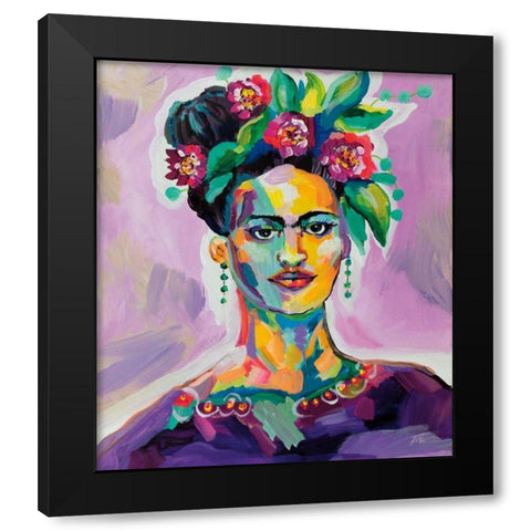 Frida v2 Black Modern Wood Framed Art Print with Double Matting by Vertentes, Jeanette